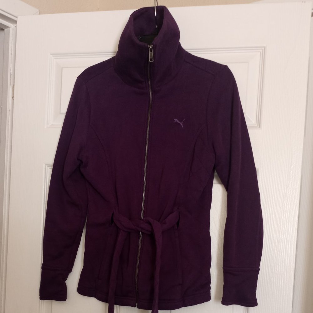 Puma Purple Funnel Neck Fleece Full Zip Tie Waist Jacket